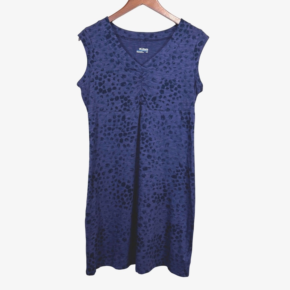 Columbia Womens Purple Abstract Print V-Neck Sleeveless Knit Dress Medium